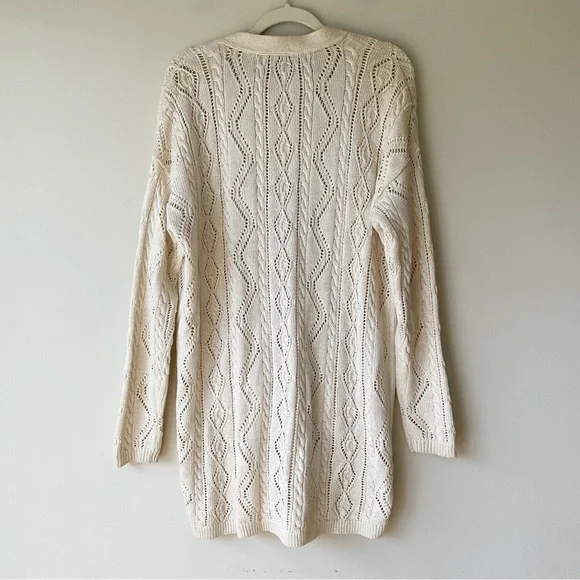 Free People New Romantics Bang Bang Knit Gold Thread Fisherman Cardigan Size S - Picture 5 of 12